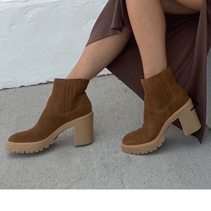 Dolce Vita caster H20 booties camel suede